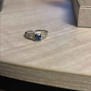 Elegant Silver and Blue Gemstone Ring